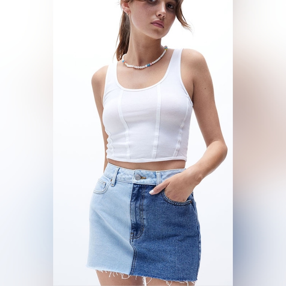 PacSun Paneled Ultra High Waisted Denim Mini Skirt NWT!